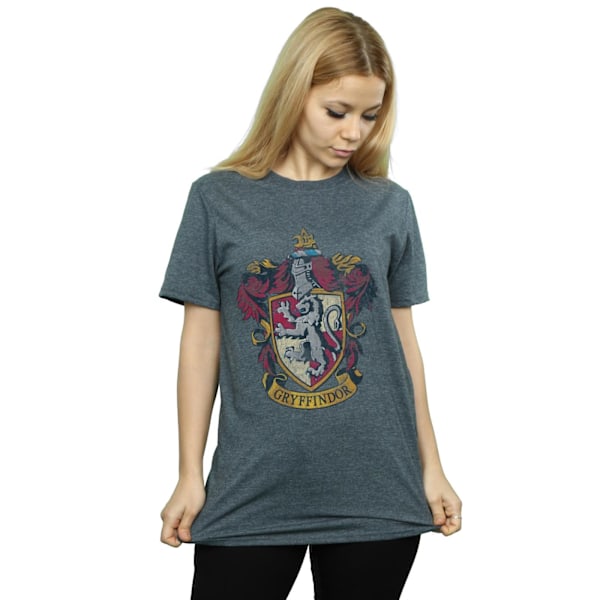 Harry Potter Dam/Kvinnor Gryffindor Distressed Crest Bomull B Dark Heather M