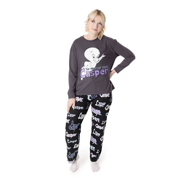 Casper Dam/Damkaraktär Långärmad Lång Pyjamas Set XL Grey/Black XL