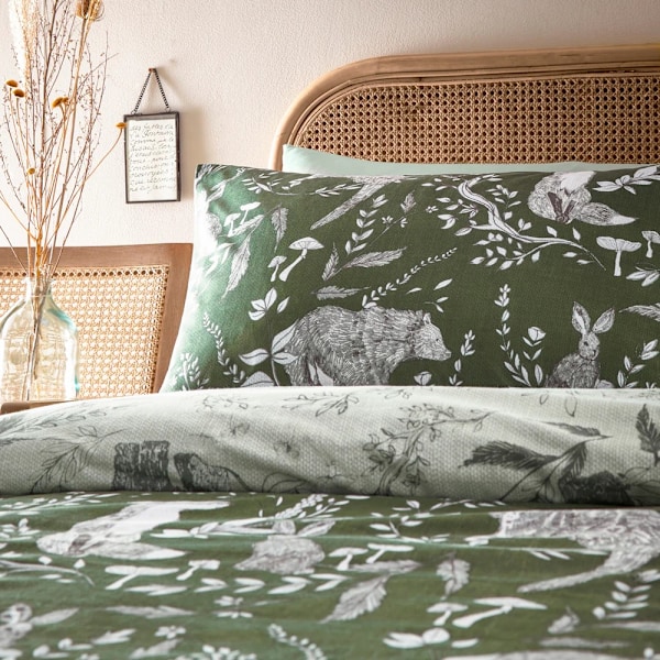 Furn Buckthorn Vändbar Woodland Påslakan Set Enkelsäng Everg Evergreen Single
