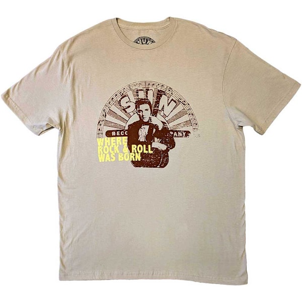 Elvis Presley Unisex Vuxen Where R&R Was Born Sun Records T-Shirt Sand L
