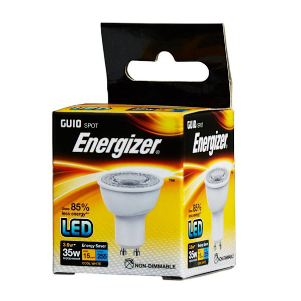 Energizer LED GU10 Boxed Spot Bulb 3.6w Cool White Cool White 3.6w