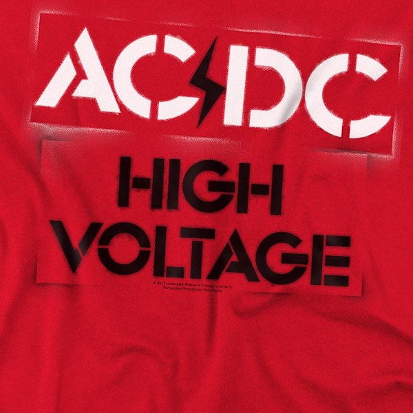 AC/DC Herr High Voltage Stencil T-Shirt 4XL Röd Red 4XL