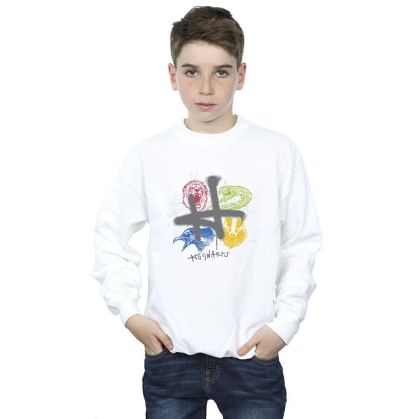 Harry Potter Pojkar Emblems H Spray Tröja 5-6 År Vit White 5-6 Years
