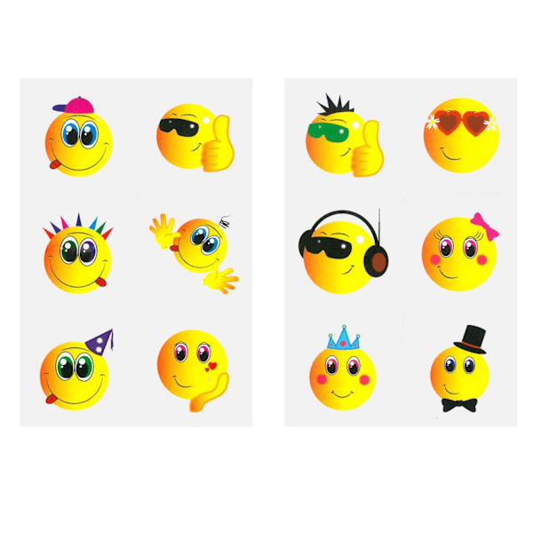 Emoji Tillfälliga Tatueringar Storlek One Gul Yellow One Size