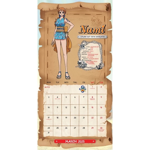 One Piece Väggkalender 2025 30cm x 30cm Flerfärgad Multicoloured 30cm x 30cm