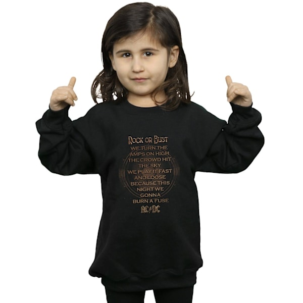 AC/DC Girls Rock Or Bust Lyrics Sweatshirt 9-11 år Svart Black 9-11 Years