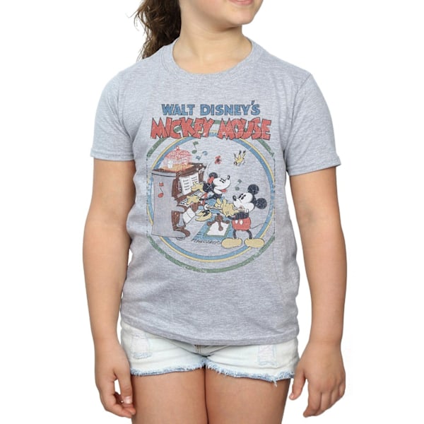 Disney Girls Mickey Mouse Piano Bomull T-shirt 5-6 År Sport Sports Grey 5-6 Years