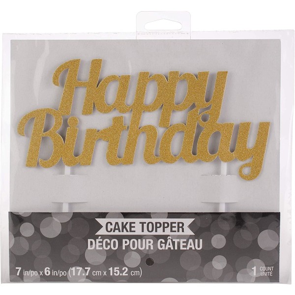 Creative Party Glitter Grattis på födelsedagen Cake Topper One Size Guld Gold One Size