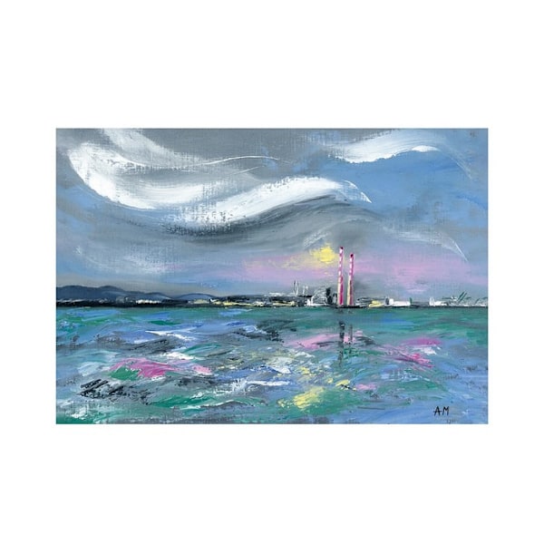 Alison Mcilkenny Poolbeg skorstenar tryck 30cm x 40cm blå/grå Blue/Grey 30cm x 40cm