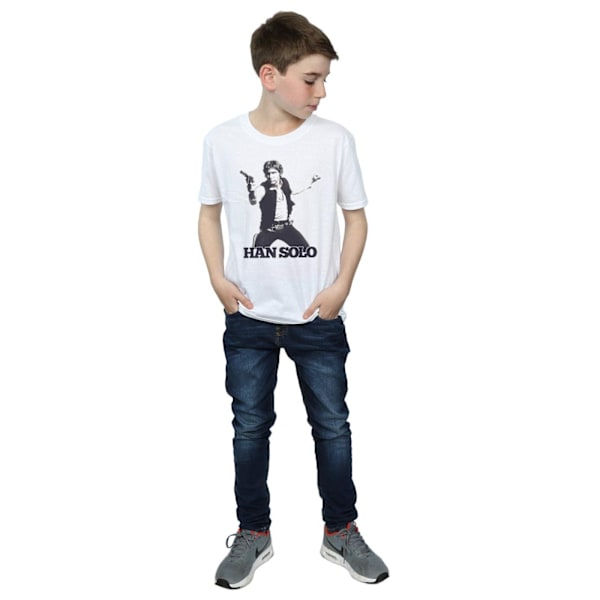 Star Wars Boys Han Solo Retro Foto T-shirt 12-13 år Vit White 12-13 Years