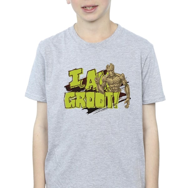 Guardians Of The Galaxy Boys I Am Groot T-Shirt 7-8 År Sport Sports Grey 7-8 Years