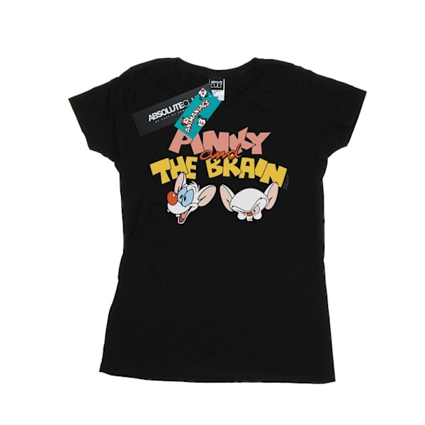 Animaniacs Dam/Kvinnor Pinky And The Brain Huvuden Bomull T-shirt Black S