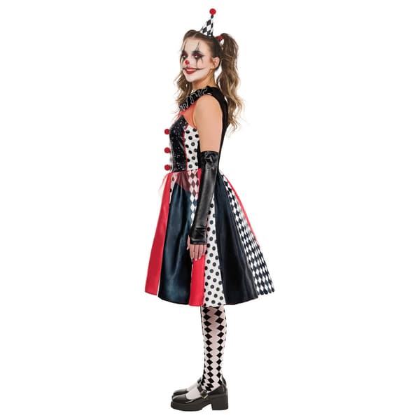 Bristol Novelty Kvinnlig Clownsdräkt Monokrom Stor Vit/ White/Black/Red L