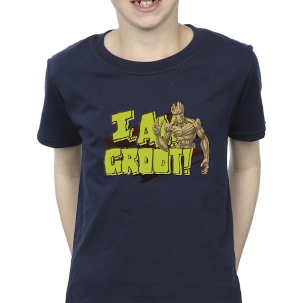 Guardians Of The Galaxy Boys I Am Groot T-Shirt 9-11 År Marinblå Navy Blue 9-11 Years