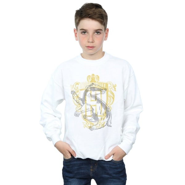 Harry Potter Pojkar Hufflepuff Badger Crest Sweatshirt 12-13 År White 12-13 Years