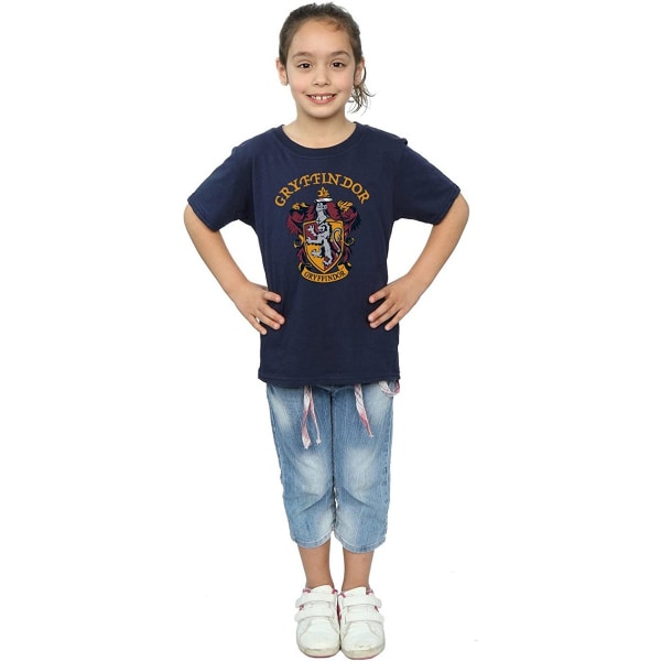 Harry Potter T-shirt i bomull för flickor, Gryffindor, 5-6 år, marinblå Navy Blue 5-6 Years