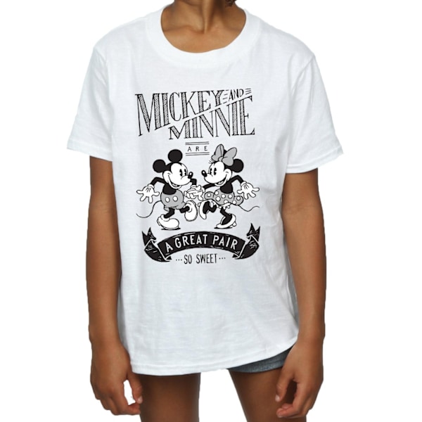 Disney Girls Mickey och Minnie Mouse Great Pair Bomull T-shirt White 5-6 Years