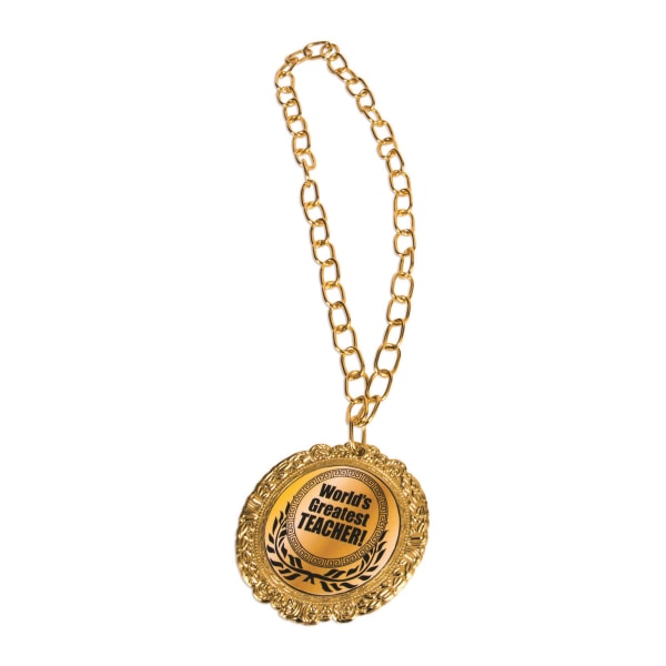 Bristol Novelty Unisex Worlds Greatest Teacher Medal One Size G Gold One Size