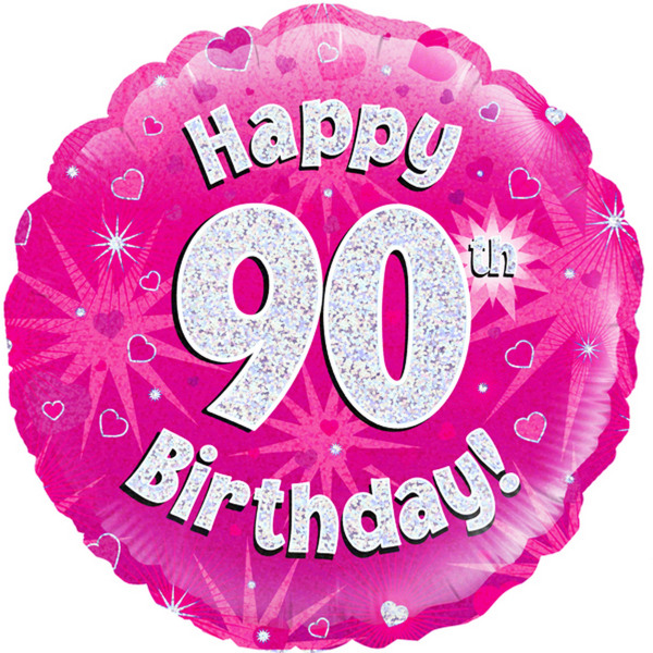 Oaktree 18 Inch Circle Grattis på 90-årsdagen Folieballong 18in Pi Pink 18in