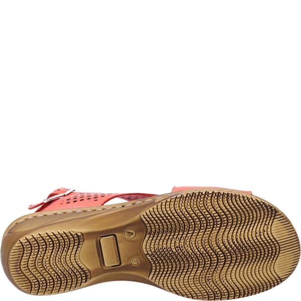 Fleet & Foster Dam/Dam Judith Öppen Tå Läder Sandaler 4 Red 4 UK