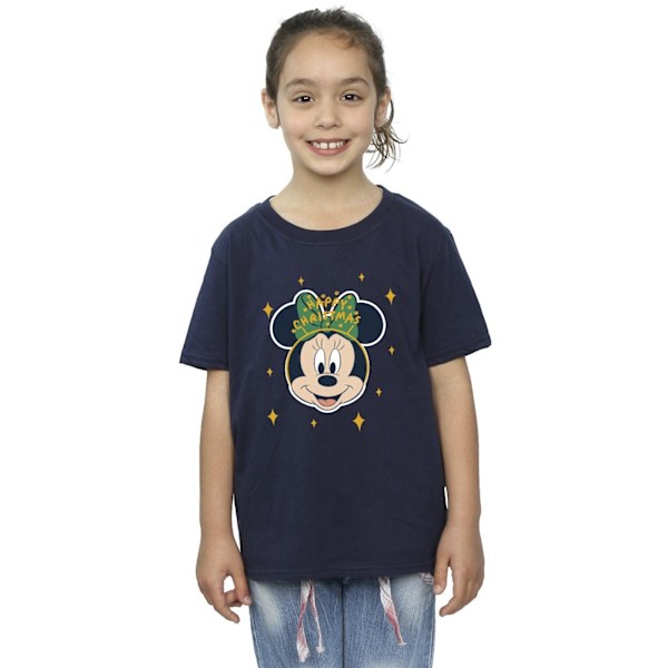 Disney Girls Minnie Mouse Happy Christmas Bomull T-shirt 5-6 år Navy Blue 5-6 Years
