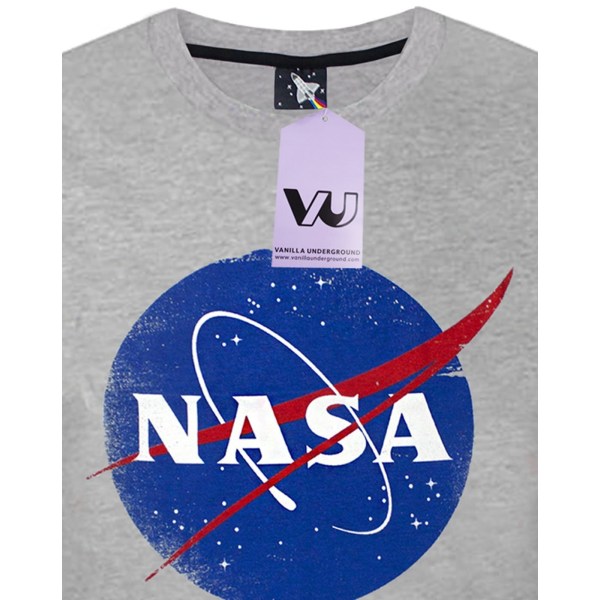 NASA Män Distressed Logo T-shirt L Grå Grey L