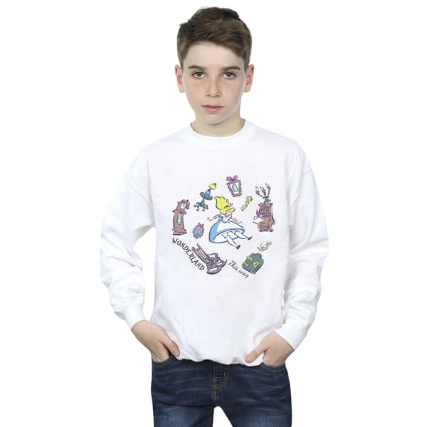 Disney Boys Alice In Wonderland Falling Sweatshirt 3-4 År Vit White 3-4 Years