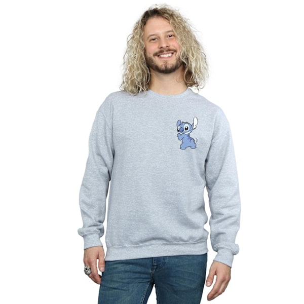 Disney Herr Lilo And Stitch Stitch Baksida Brösttryck Sweatshirt Sports Grey XL
