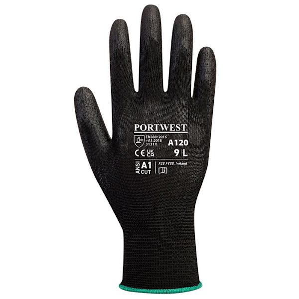 Portwest Unisex Vuxen PU Palm Handskar 9 Svart Black 9