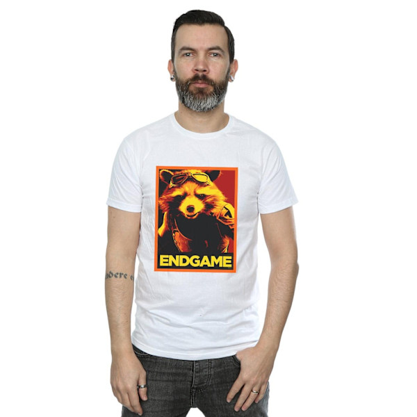 Marvel Mens Avengers Endgame Rocket Poster T-Shirt 5XL Vit White 5XL