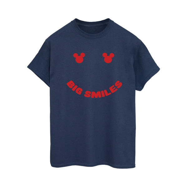 Disney Dam/Kvinnor Mickey Mouse Big Smile Bomull Boyfriend T-shirt Navy Blue S