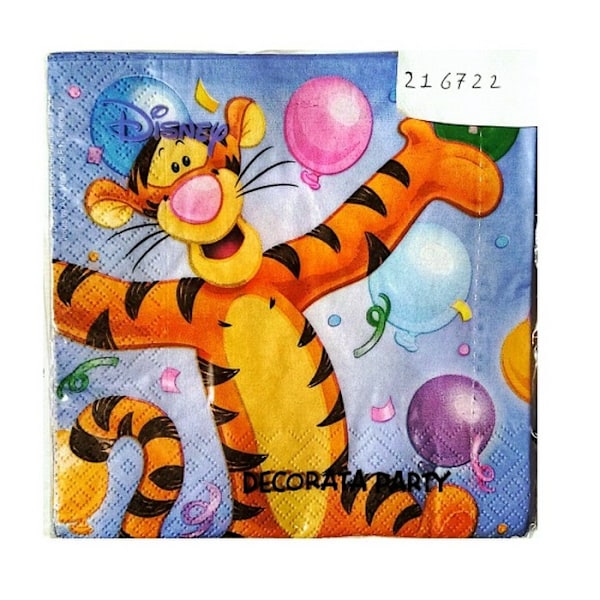 Winnie the Pooh Papperservetter Tigger Födelsedag Engångsservetter (Förpackning Multicoloured One Size