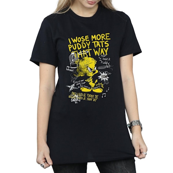 Looney Tunes Dam/Damer Tweety Pie More Puddy Tats Bomull Pojkvän T-shirt Black XL
