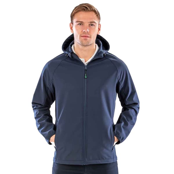 Result Herr Hooded 3-lagers Återvunnen Soft Shell Jacka S Marinblå Navy S