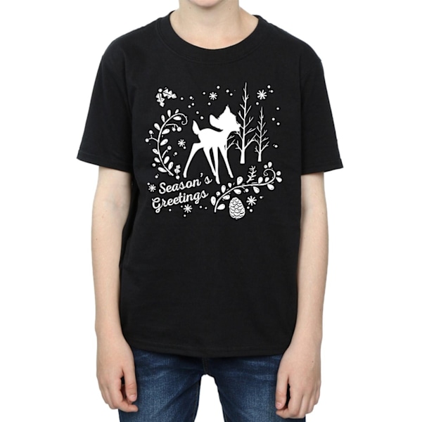 Disney Boys Bambi Julhälsningar T-shirt 12-13 år Svart Black 12-13 Years