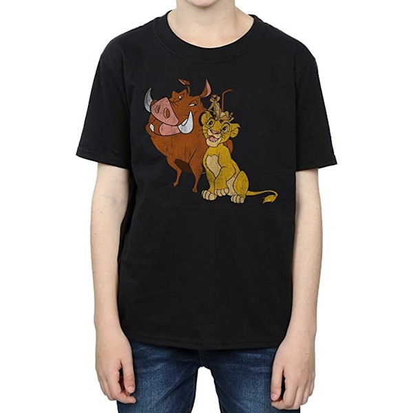 Lejonkungen Pojkar Simba, Timon Och Pumbaa Bomull T-shirt 7-8 År Black 7-8 Years