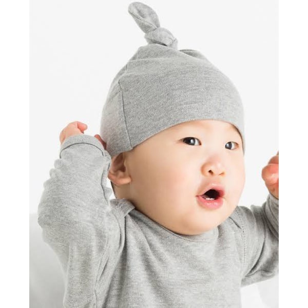 Babybugz Baby 1 Knot Plain Hat One Size Heather Grey Melange Heather Grey Melange One Size