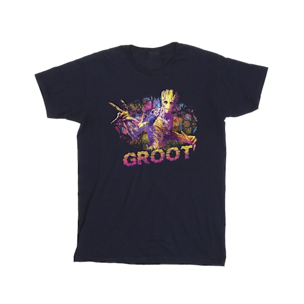 Marvel Girls Guardians Of The Galaxy Abstract Groot Bomull T-Sh Navy Blue 7-8 Years
