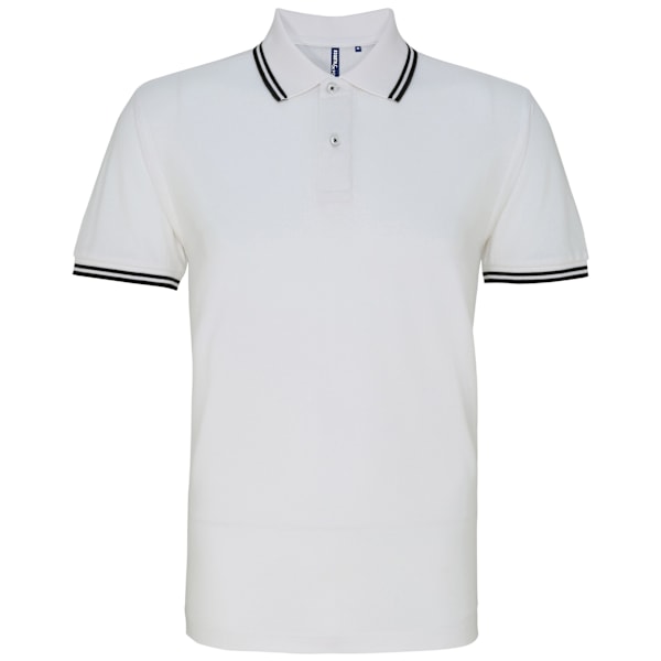 Asquith & Fox Klassisk polotröja med tippad krage, S, vit/svart White/ Black S