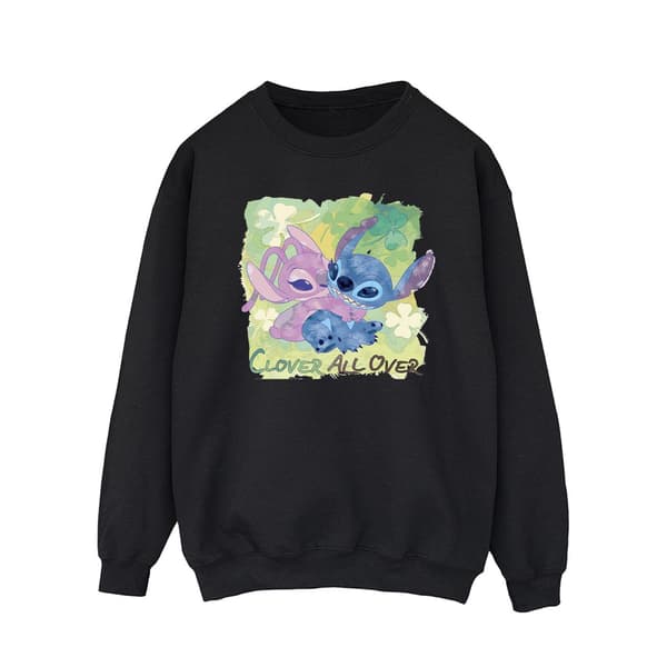 Disney Herr Lilo Och Stitch St Patrick´s Day Clover Sweatshirt Black M