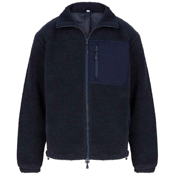 Front Row Mens Sherpa Recycled Fleece Jacket L Navy Navy L