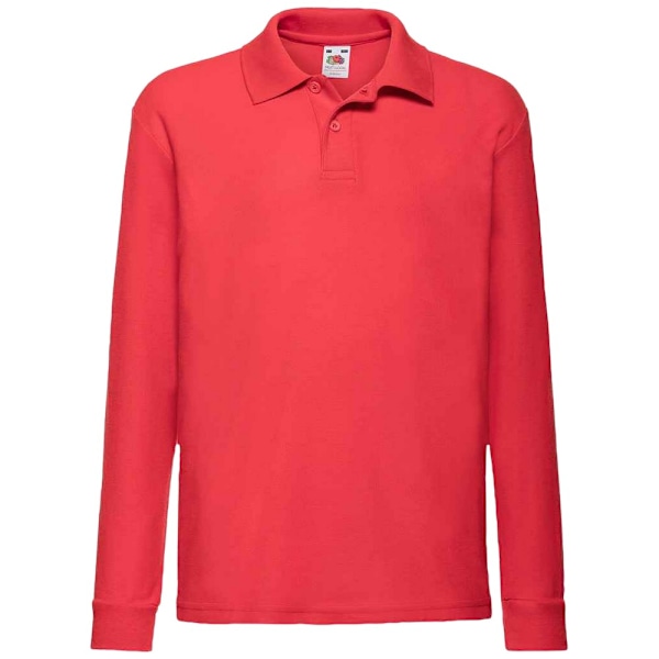 Fruit Of The Loom Barn/Barnkläder Långärmad Pique Poloskjorta 9 Red 9-11 Years