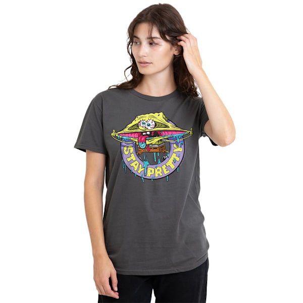 SvampBob Fyrkant Unisex Vuxen Stay Pretty T-Shirt M Kolgrå Charcoal M