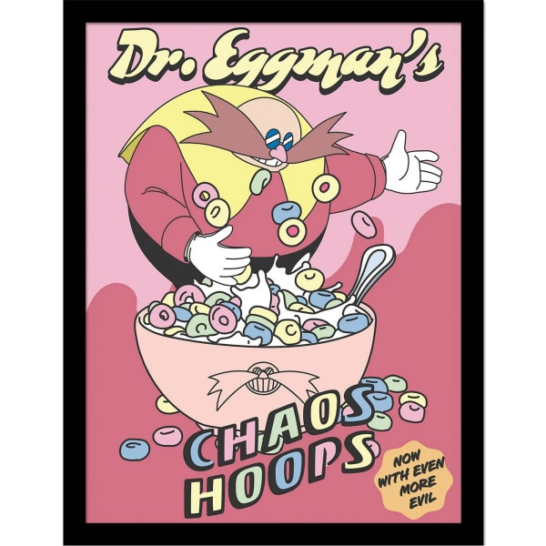 Sonic The Hedgehog Chaos Hoops Doctor Eggman inramad affisch 40cm Pink/Multicoloured 40cm x 30cm