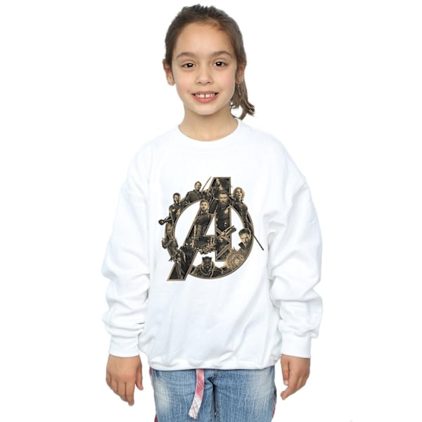 Marvel Girls Avengers Infinity War Marvel Logo Sweatshirt 5-6 år White 5-6 Years