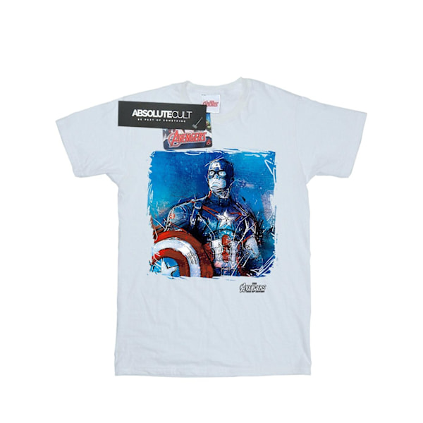 Marvel Boys Captain America Art T-Shirt 5-6 år Vit White 5-6 Years