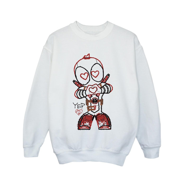 Marvel Girls Deadpool Love Beam Line Sweatshirt 12-13 år Vit White 12-13 Years