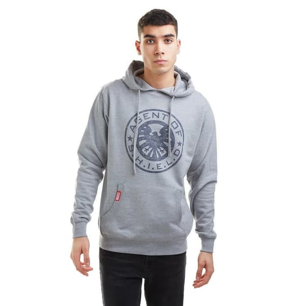 Marvel Mens Shield Hoodie M Heather Grey/Blue Heather Grey/Blue M