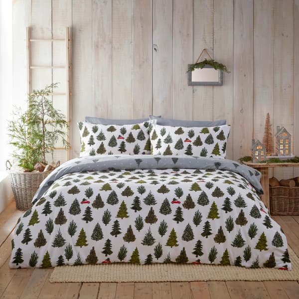 Furn Evergreen Borstad Bomulls Påslakan Set Dubbel Tallgrön Pine Green Double