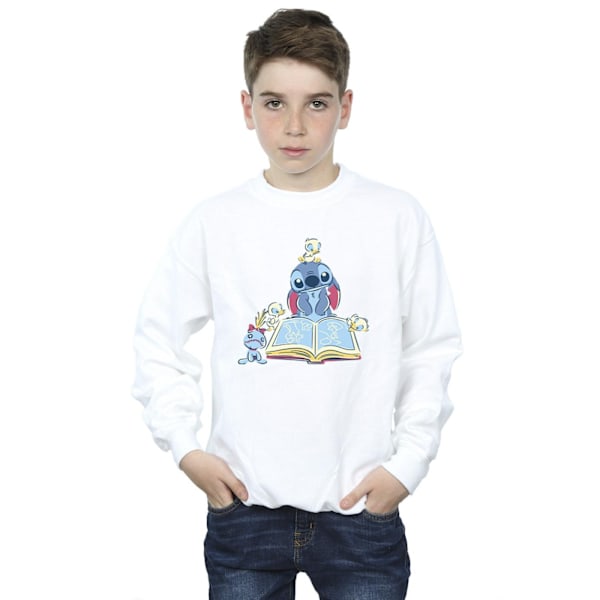 Disney Boys Lilo & Stitch Läser En Bok Sweatshirt 9-11 År White 9-11 Years